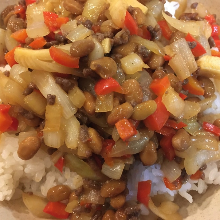 たまねぎとパプリカと納豆とひき肉の和風ドライカレー レシピ 作り方 By Tommeg12 楽天レシピ たまねぎとパプリカと納豆とひき肉の和風ドライカレー レシピ 作り方 By Tommeg12 楽天レシピ